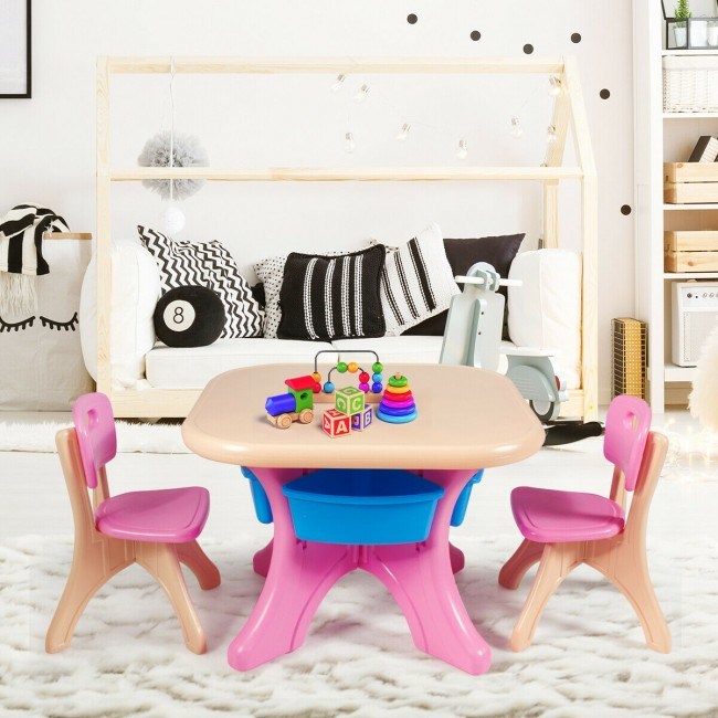 Kids Activity Table and Chair Set Play Furniture with Storage