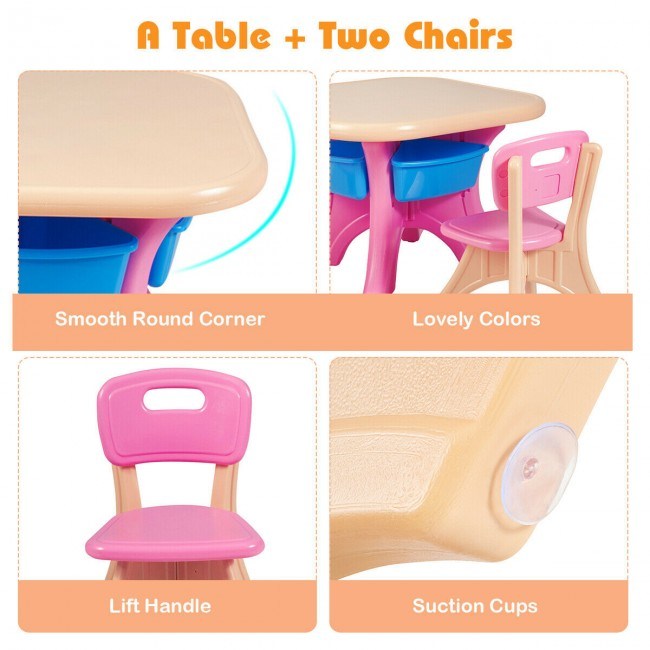 Kids Activity Table and Chair Set Play Furniture with Storage