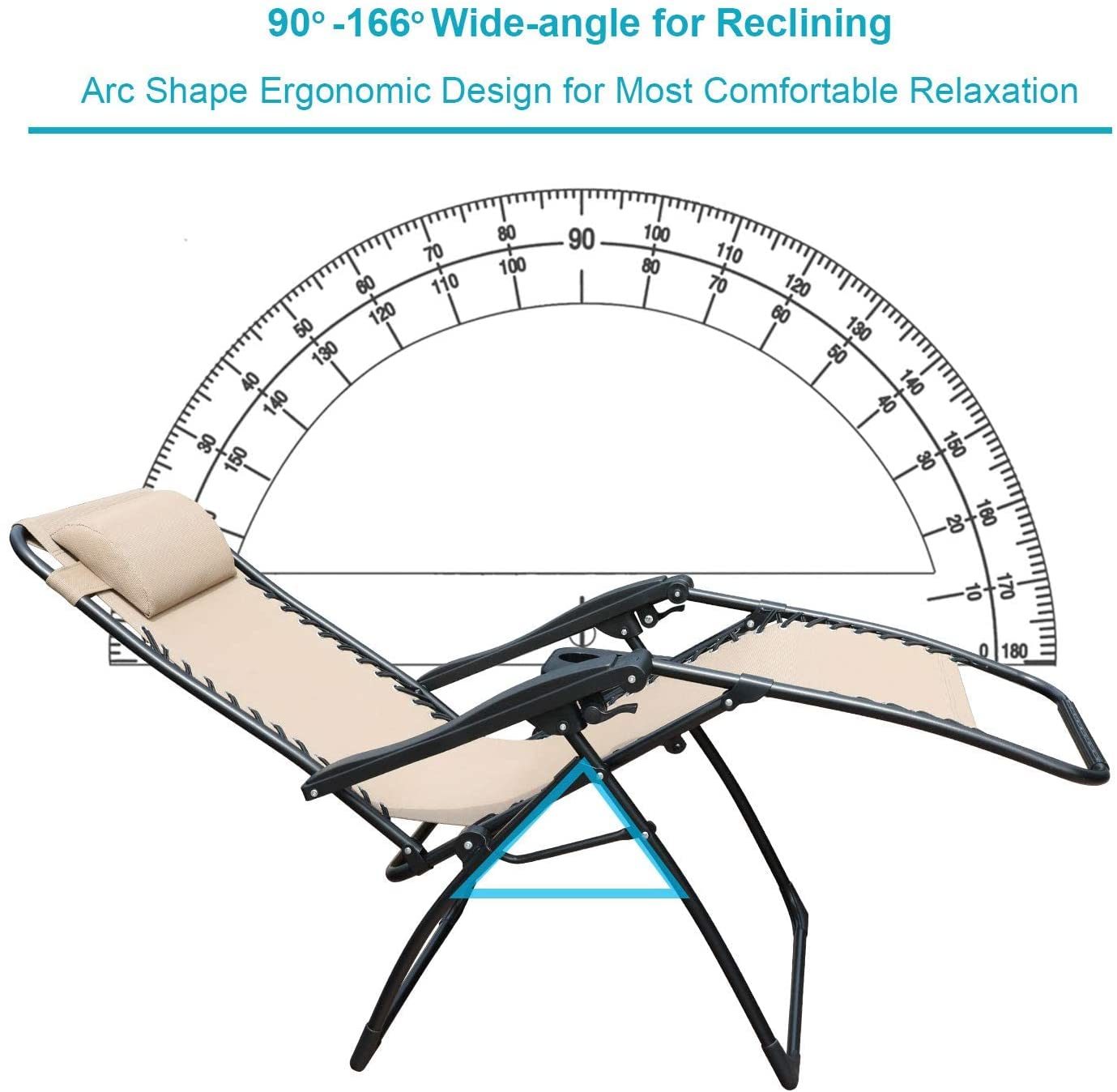 Zero Gravity Chair Patio Folding Lawn Lounge Chairs Outdoor Foldable Camp Reclining Lounge Chair with sidetable for Backyard Porch Swimming Poolside and Beach Set of 2