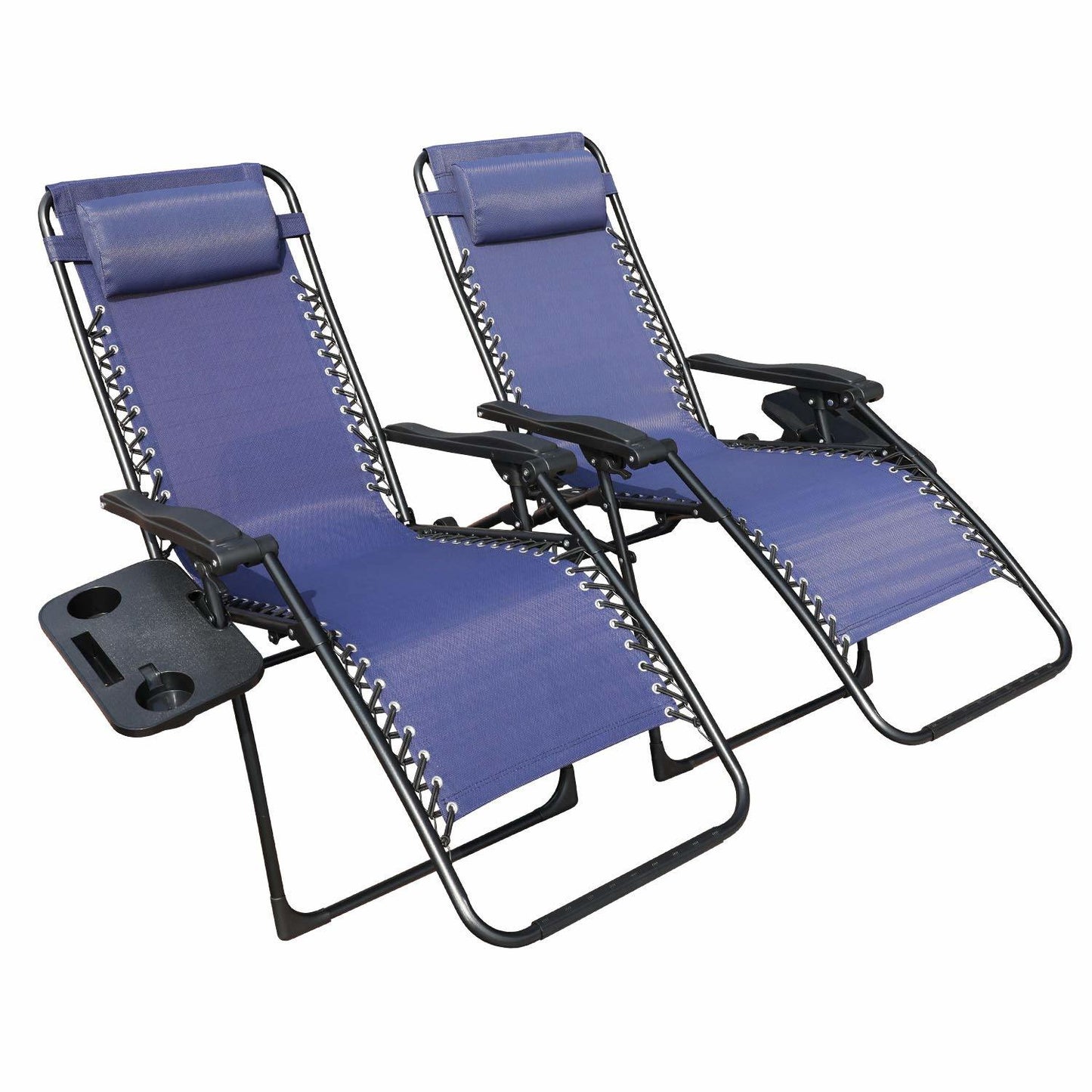 Zero Gravity Chair Patio Folding Lawn Lounge Chairs Outdoor Foldable Camp Reclining Lounge Chair with sidetable for Backyard Porch Swimming Poolside and Beach Set of 2