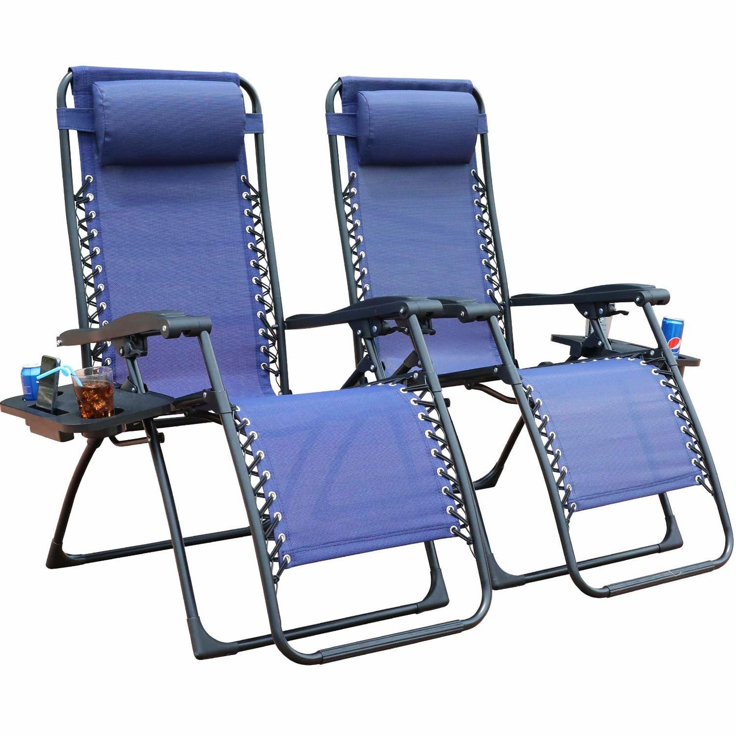 Zero Gravity Chair Patio Folding Lawn Lounge Chairs Outdoor Foldable Camp Reclining Lounge Chair with sidetable for Backyard Porch Swimming Poolside and Beach Set of 2