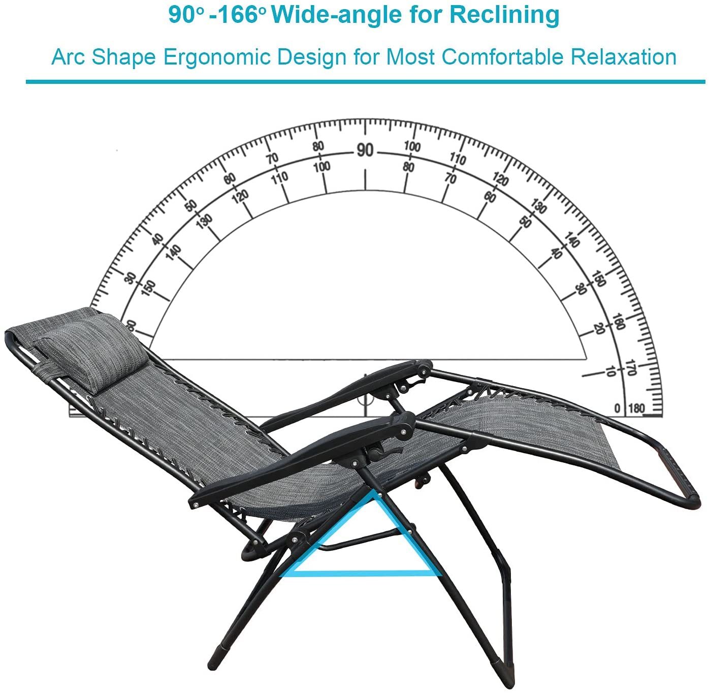 Zero Gravity Chair Patio Folding Lawn Lounge Chairs Outdoor Foldable Camp Reclining Lounge Chair with sidetable for Backyard Porch Swimming Poolside and Beach Set of 2