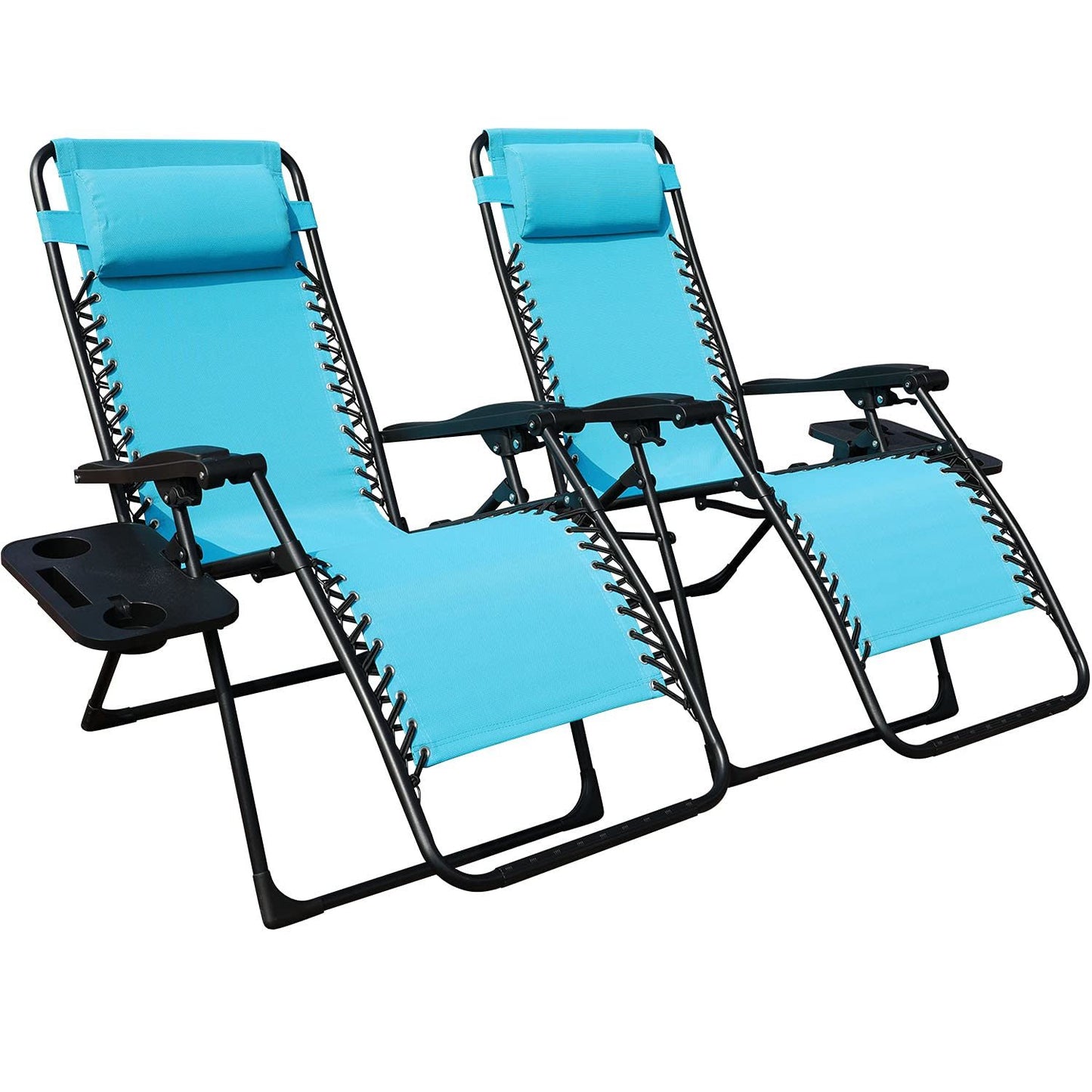 Zero Gravity Chair Patio Folding Lawn Lounge Chairs Outdoor Foldable Camp Reclining Lounge Chair with sidetable for Backyard Porch Swimming Poolside and Beach Set of 2