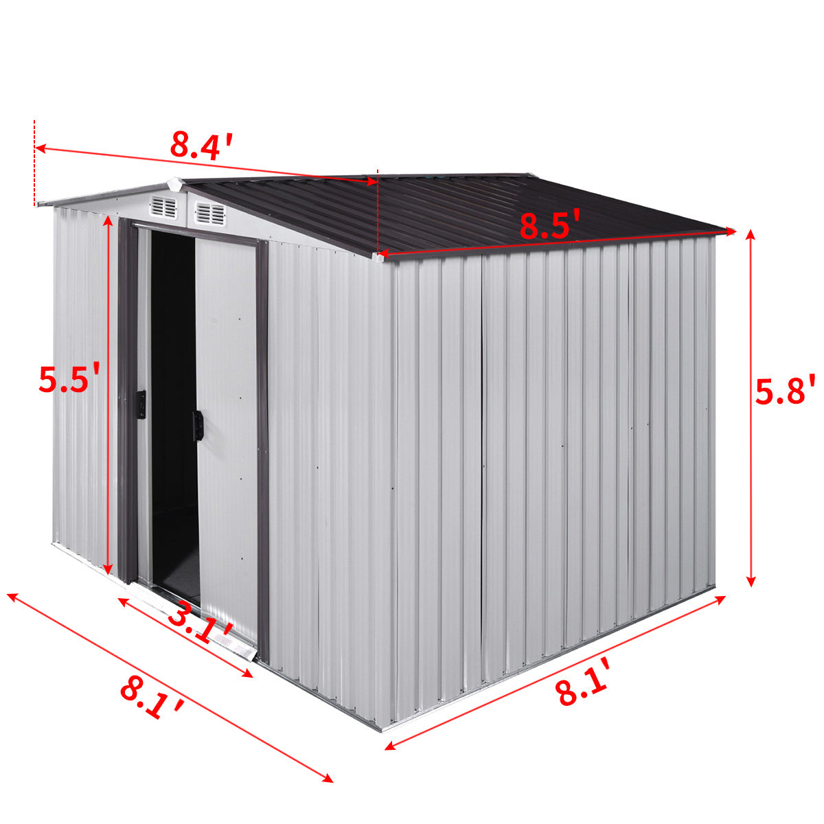 8' x 8'ft Outdoor Storage Shed Kit-Perfect to Store Patio Furniture, Garden Tools Bike Accessories, Beach Chairs and Lawn Mower XH