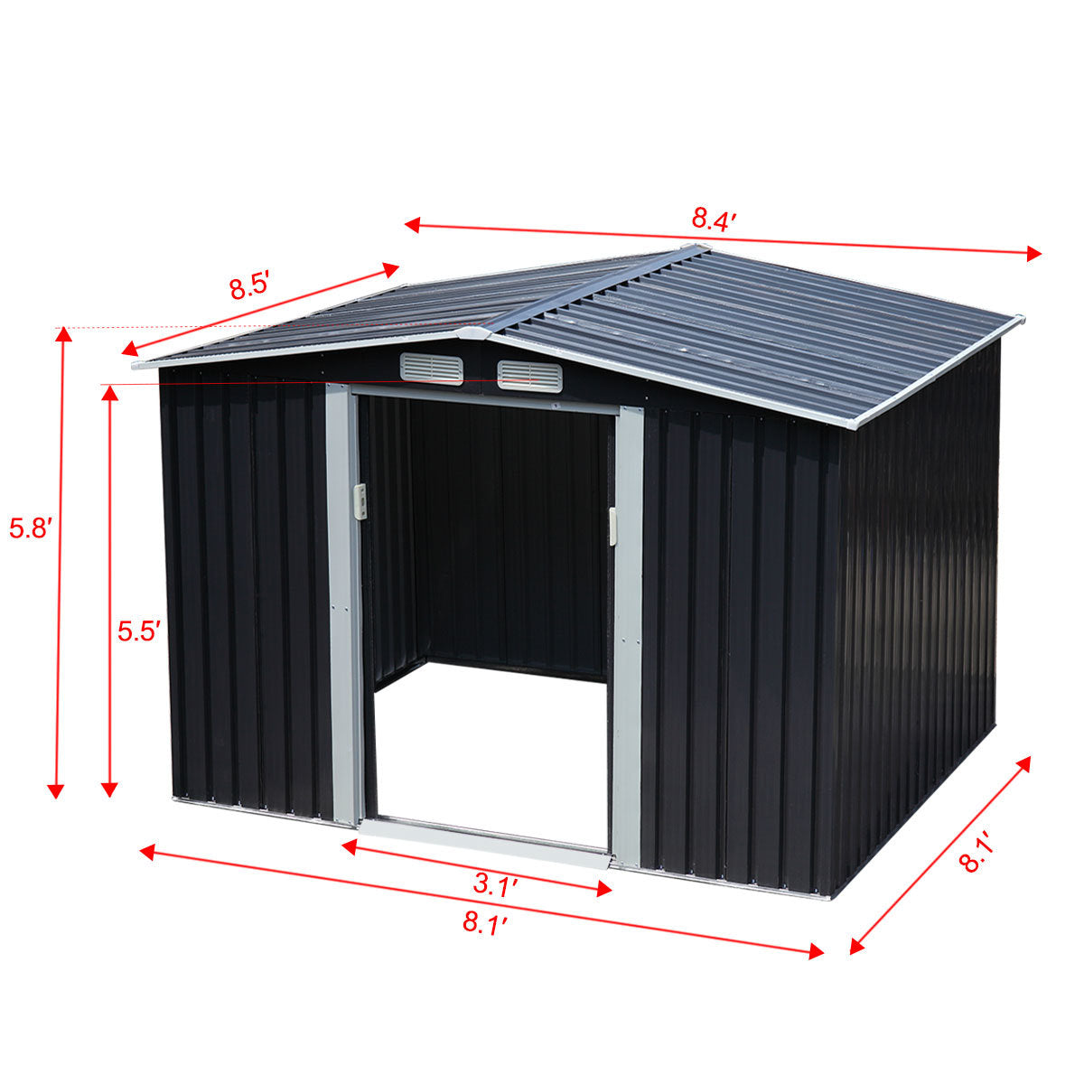 8' x 8'ft Outdoor Storage Shed Kit-Perfect to Store Patio Furniture, Garden Tools Bike Accessories, Beach Chairs and Lawn Mower XH