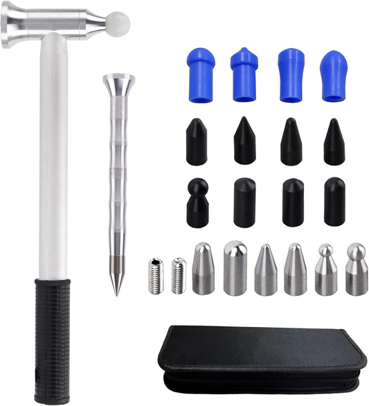 Car Dent Repair Hammer 25-piece set - Dent Remover Tool Polishing hammer, paint-free removal tool Bump repair body DIY high point for car body motorcycle refrigerator and ding hail dent removal