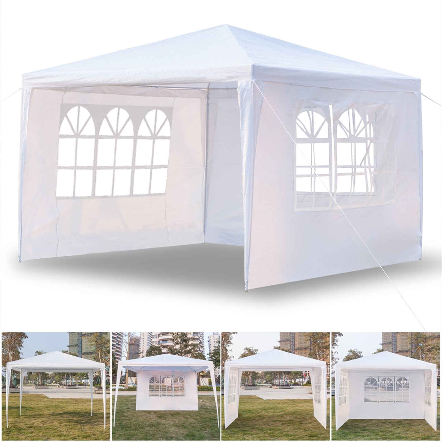 3 x 3m Three Sides Waterproof Tent with Spiral Tubes White