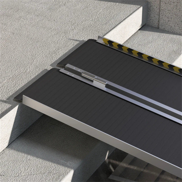 8FT Foldable Threshold Ramp with Non-Slip Surface, Wheelchair Ramp,Aluminum Handicap Ramp