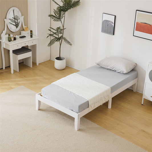 Basic bed frame washed white Twin 197.2*96.5*30.5cm wooden bed