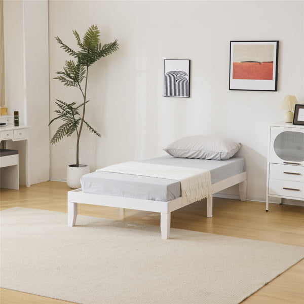 Basic bed frame washed white Twin 197.2*96.5*30.5cm wooden bed