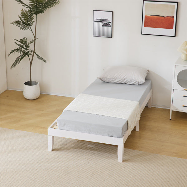 Basic bed frame washed white Twin 197.2*96.5*30.5cm wooden bed