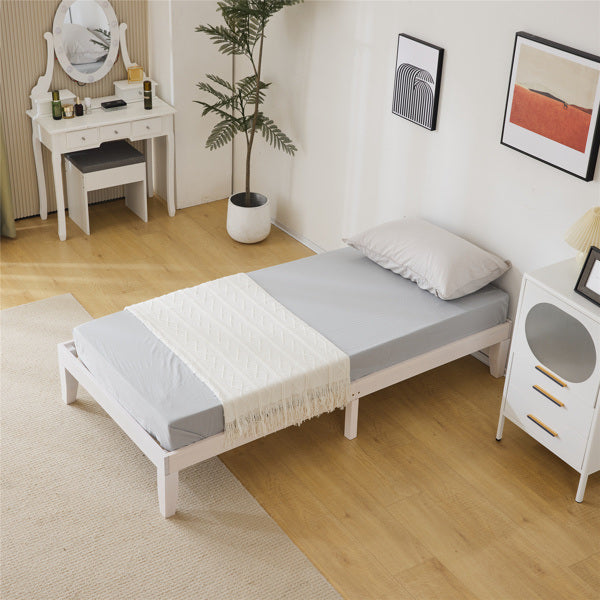 Basic bed frame washed white Twin 197.2*96.5*30.5cm wooden bed