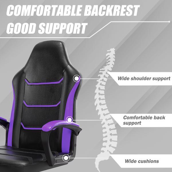 Video Gaming Computer Chair, Office Chair Desk Chair with Arms, Adjustable Height Swivel PU Leather Executive with Wheels for Adults Women Men, Purple