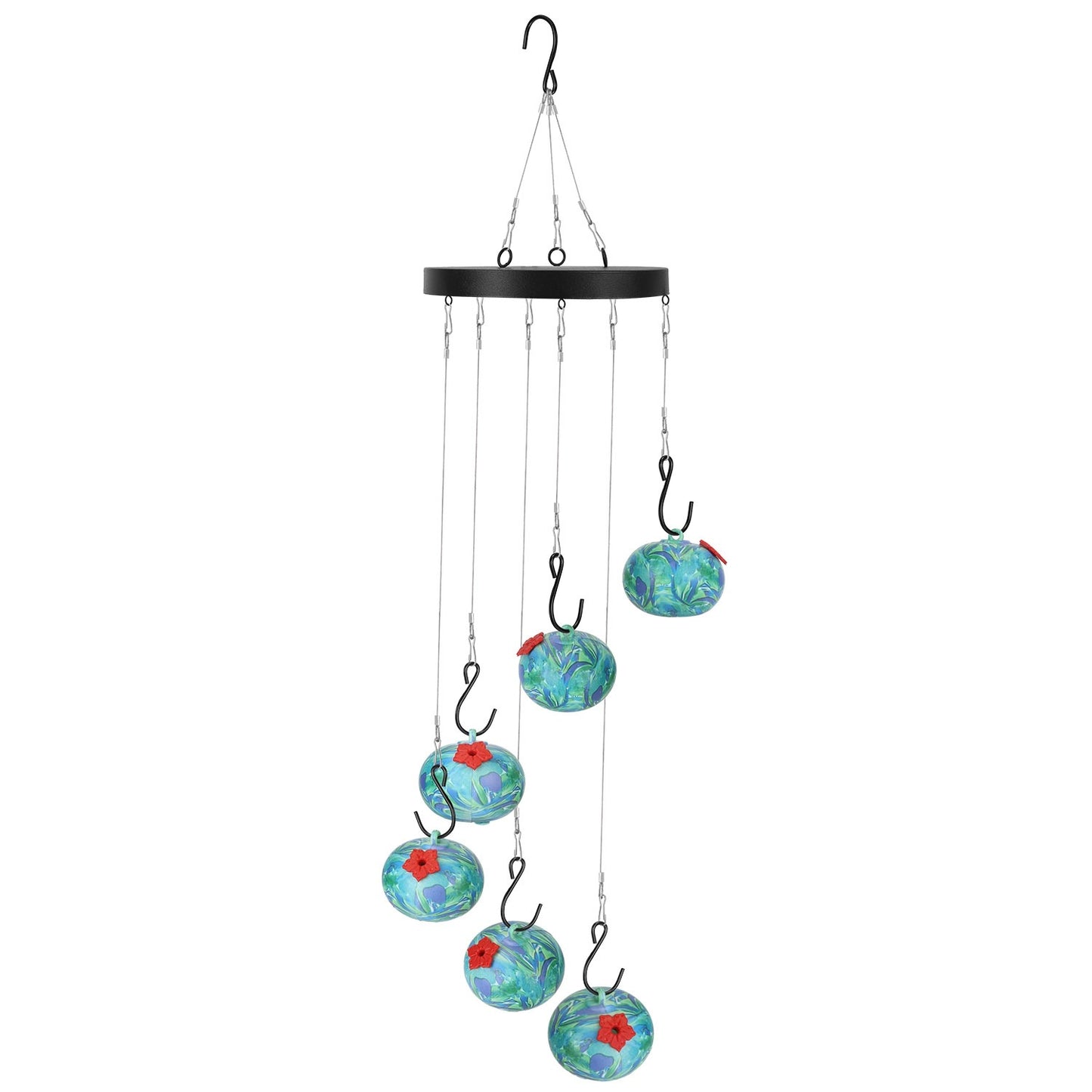 Wind Chimes Humming Bird Feeder Ant and Bee Proof Outdoor Hanging Hummingbird Feeder For Viewing Decoration For Garden Patio Yard Balcony