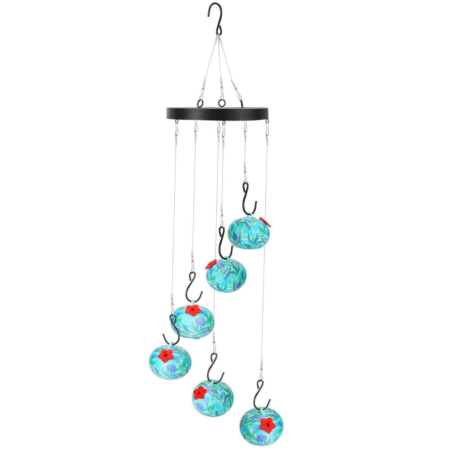 Wind Chimes Humming Bird Feeder Ant and Bee Proof Outdoor Hanging Hummingbird Feeder For Viewing Decoration For Garden Patio Yard Balcony