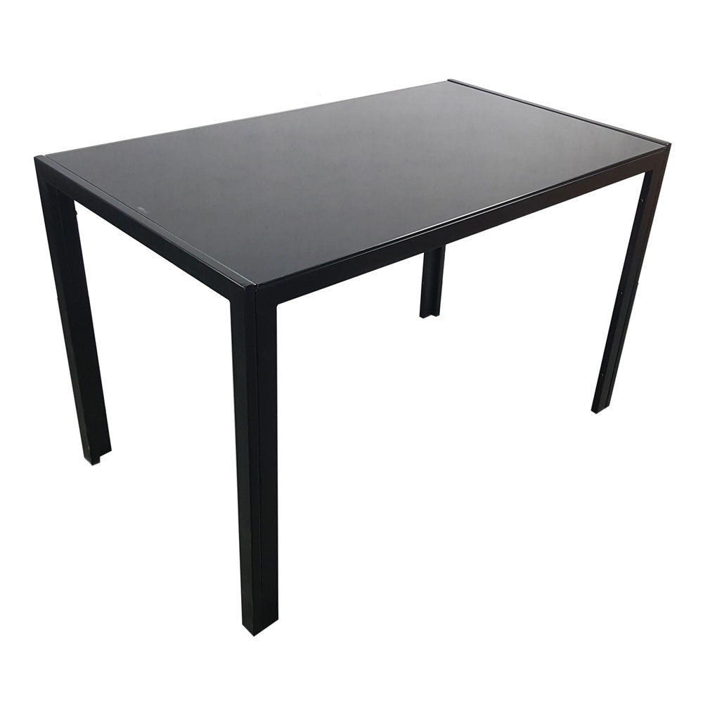 Simple Assembled Tempered Glass & Iron Dinner Table Black(Replacement code: 13028197-55761004)