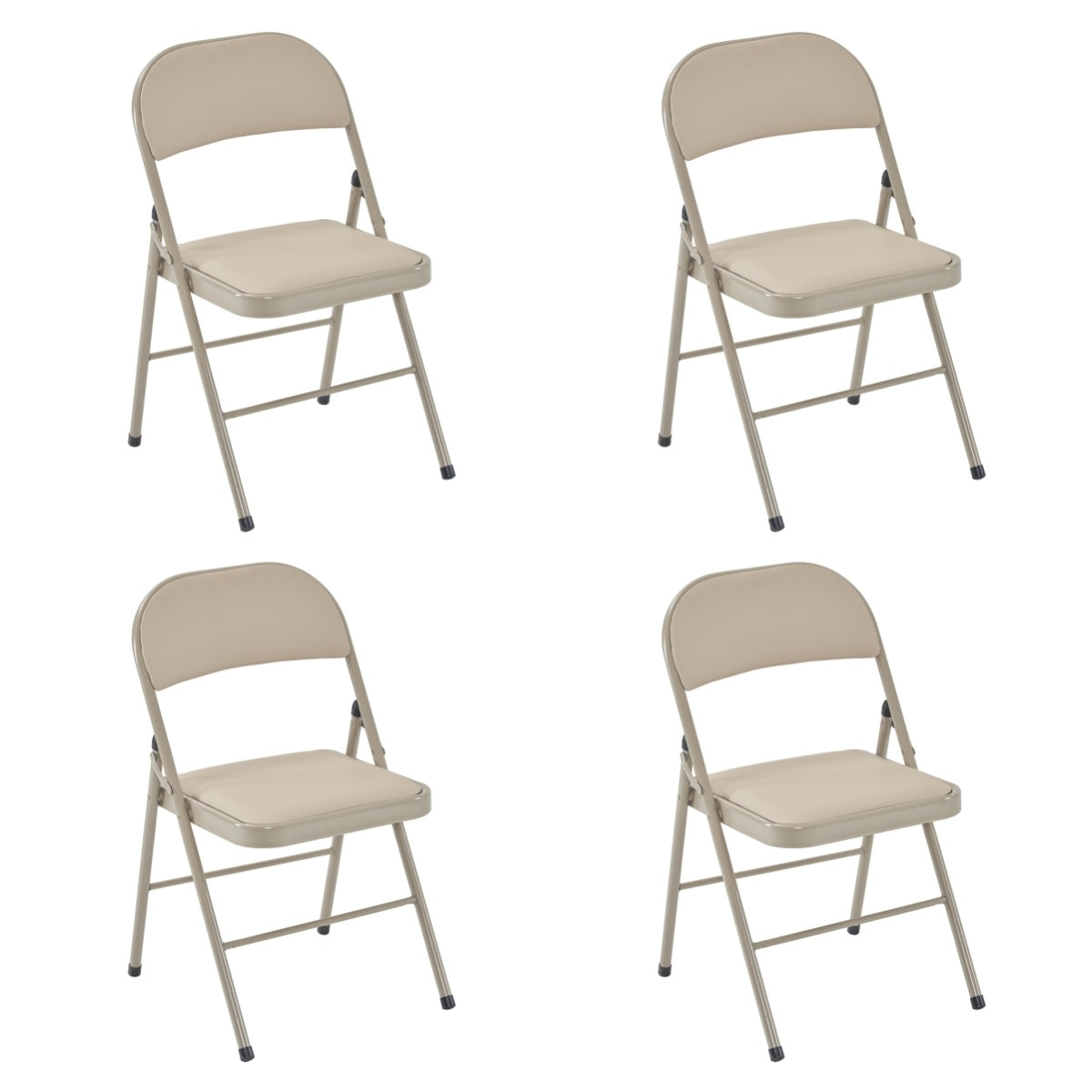 4pcs Elegant Foldable Iron & PVC Chairs for Convention & Exhibition Light Brown