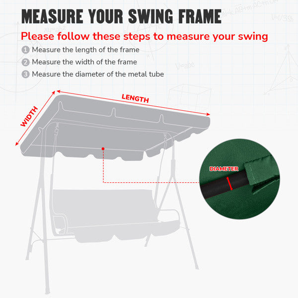 64'' x 47'' UV and Water Resistant Swivel Canopy Replacement Waterproof Top Cover for Outdoor Garden Deck Porch Patio, Top Cover Only (Does Not Ship Weekends)