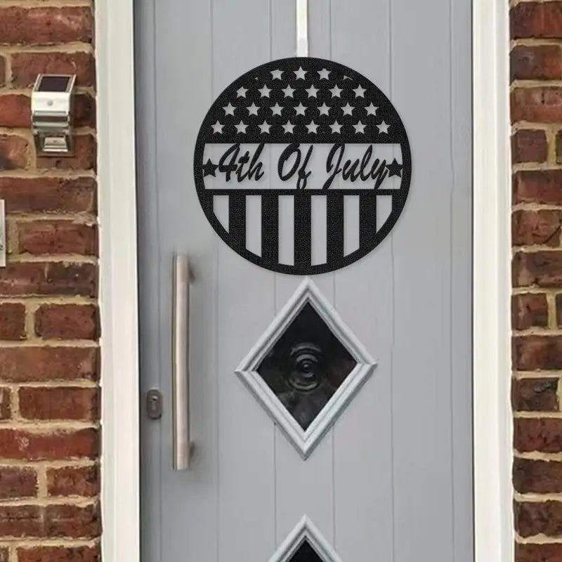 Patriotic Welcome Round Wooden Sign, July 4th Door Decor Sign, USA Decor Independence Day Sign, USA Door Wooden Sign, Welcome to America Door Hanger