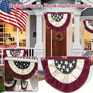 2.3 x 1.4 Ft American Pleated Fan Flag, USA Patriotic Half Fan Bunting Flag, USA Flags Pleated Fan Flag, 4th of July Decorations Flags