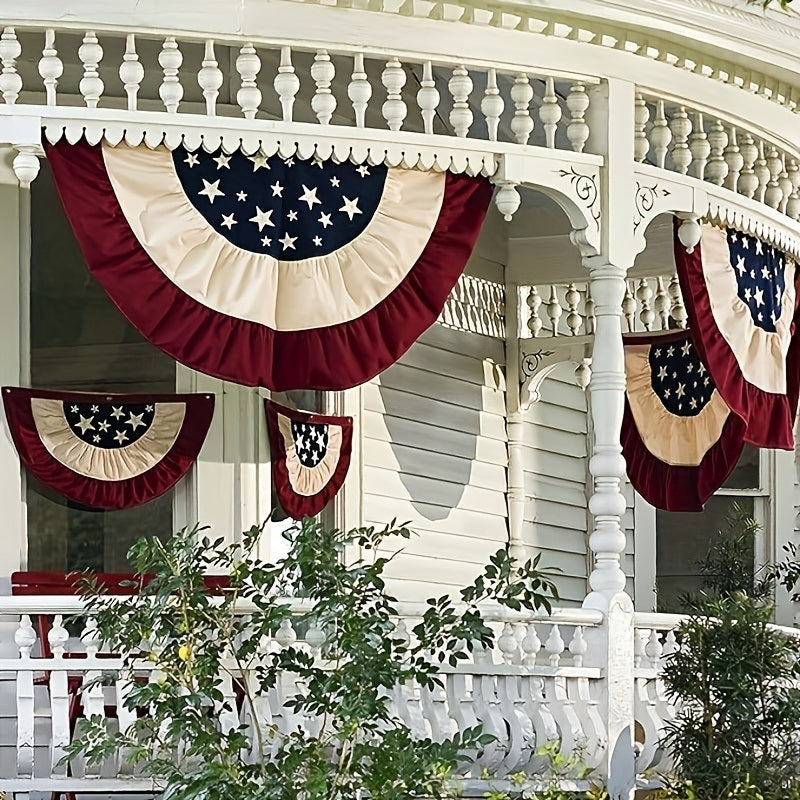 2.3 x 1.4 Ft American Pleated Fan Flag, USA Patriotic Half Fan Bunting Flag, USA Flags Pleated Fan Flag, 4th of July Decorations Flags