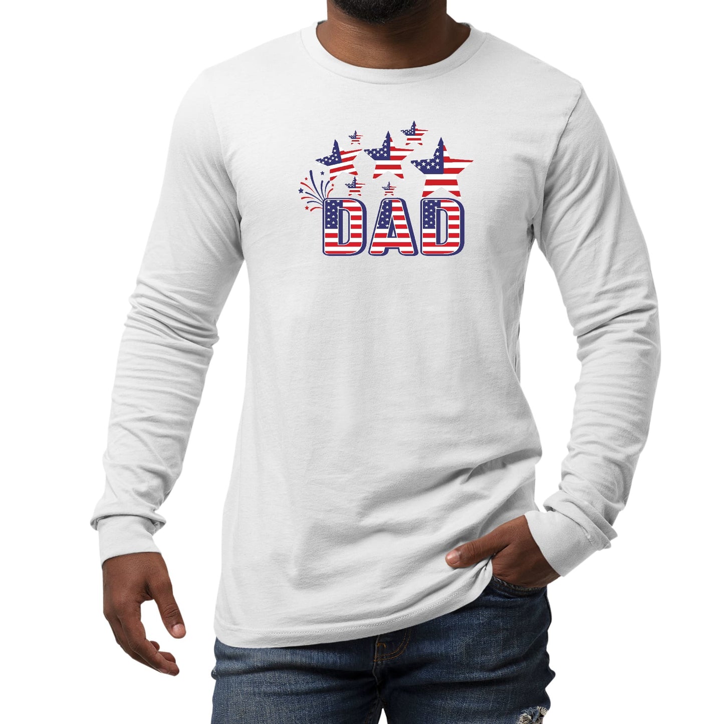 Long Sleeve Graphic T-shirt, Dad Independence Day 4th Of July