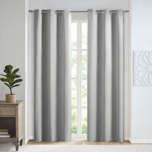 Solid Blackout Triple Weave Grommet Top Curtain Panel Pair