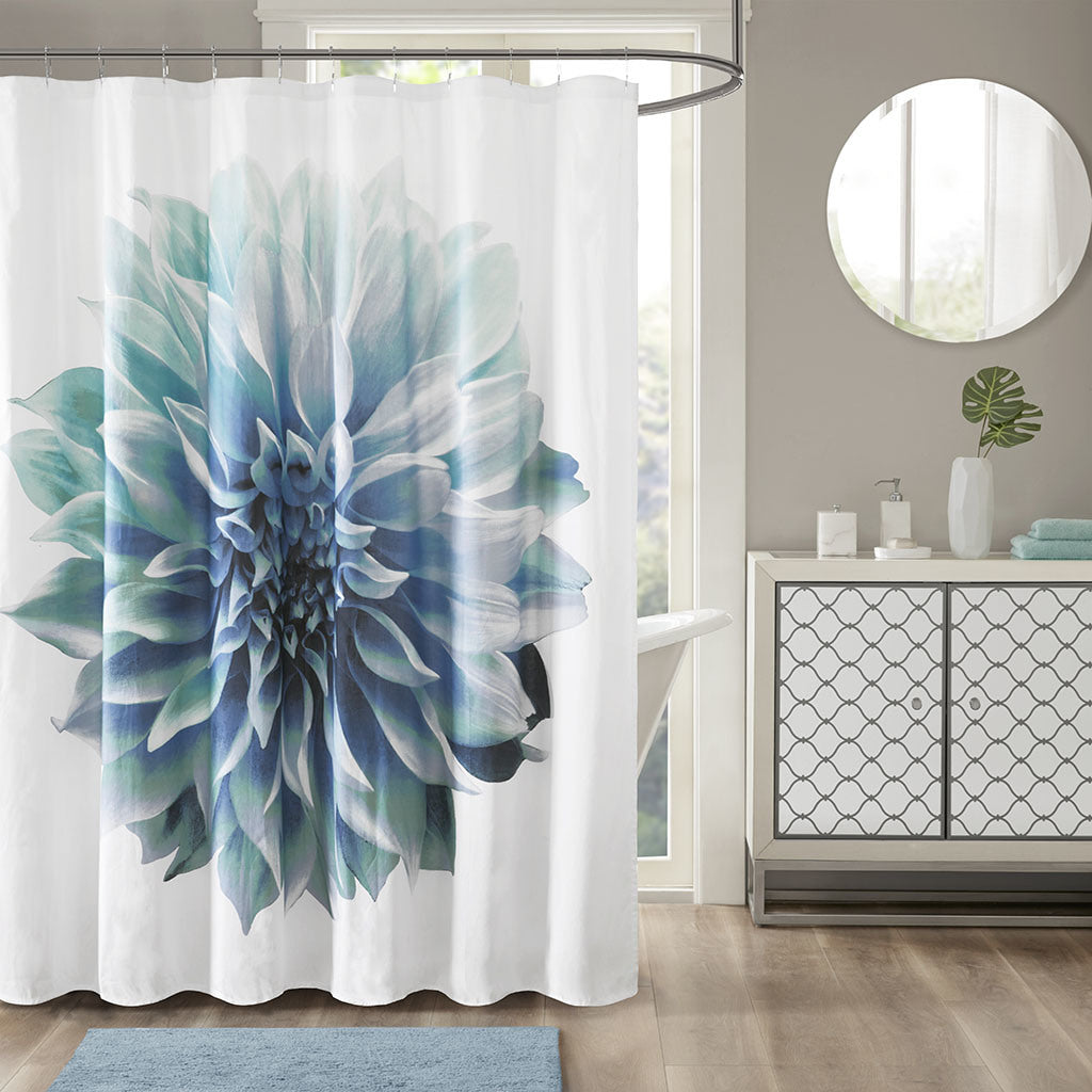 Printed Floral Cotton Shower Curtain