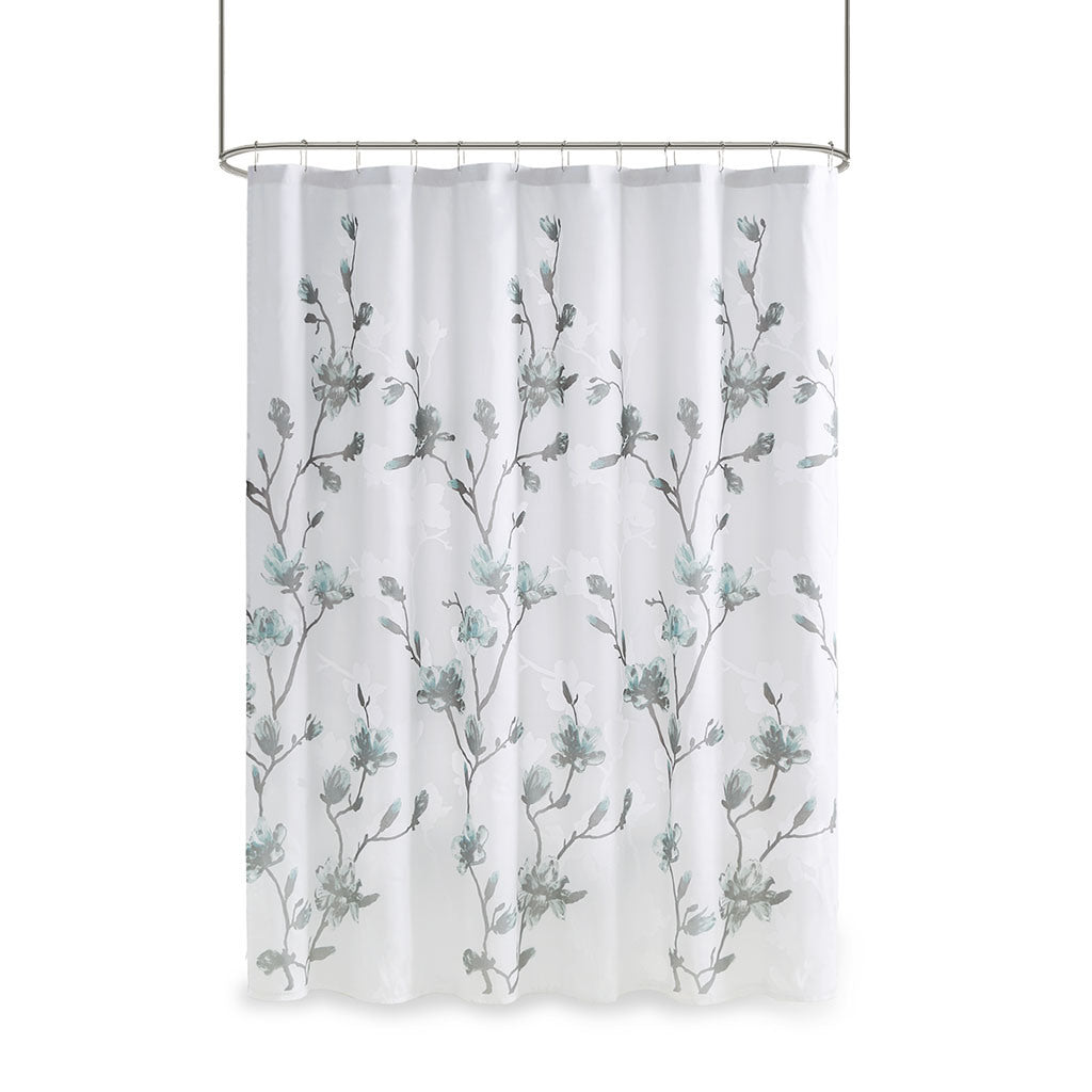 Floral Printed Burnout Shower Curtain