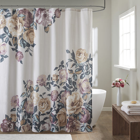 Cotton Floral Printed Shower Curtain