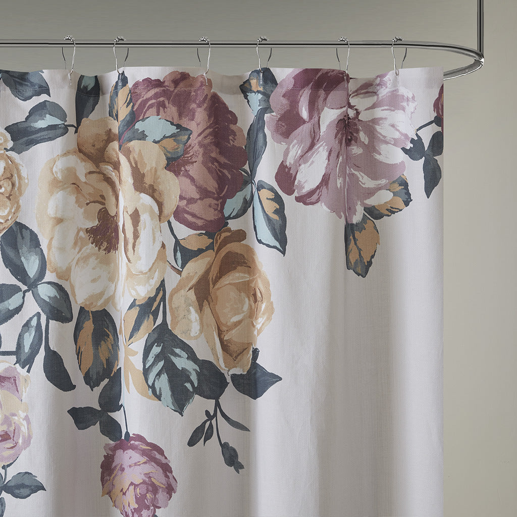 Cotton Floral Printed Shower Curtain