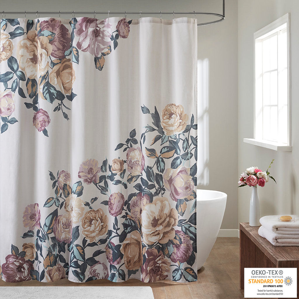 Cotton Floral Printed Shower Curtain