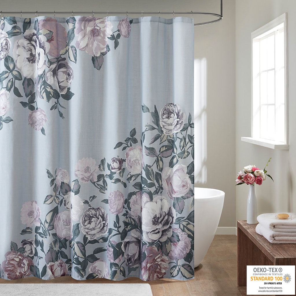 Cotton Floral Printed Shower Curtain