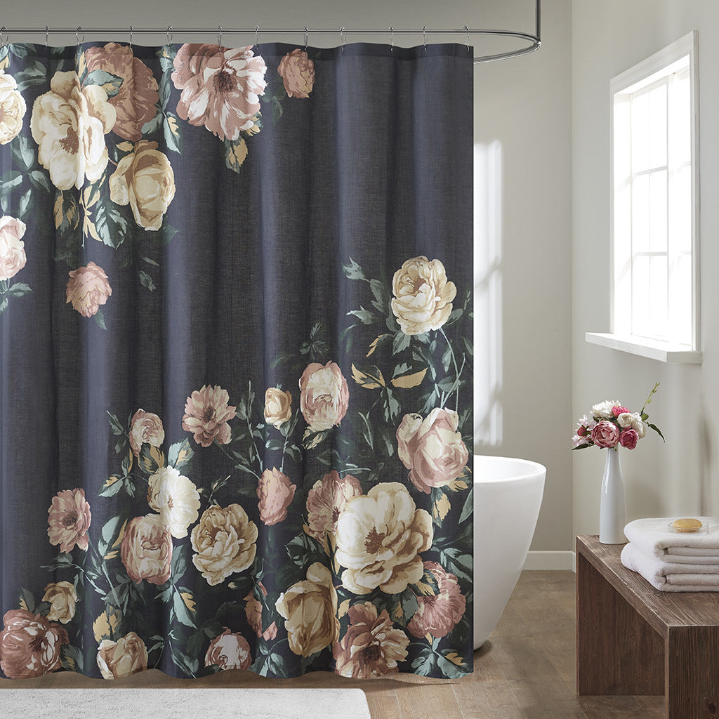 Cotton Floral Printed Shower Curtain