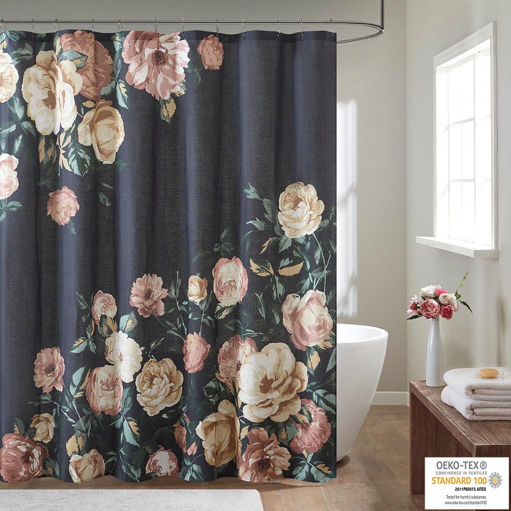 Cotton Floral Printed Shower Curtain