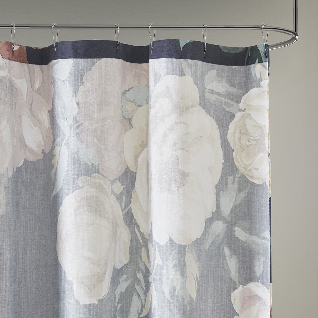 Cotton Floral Printed Shower Curtain