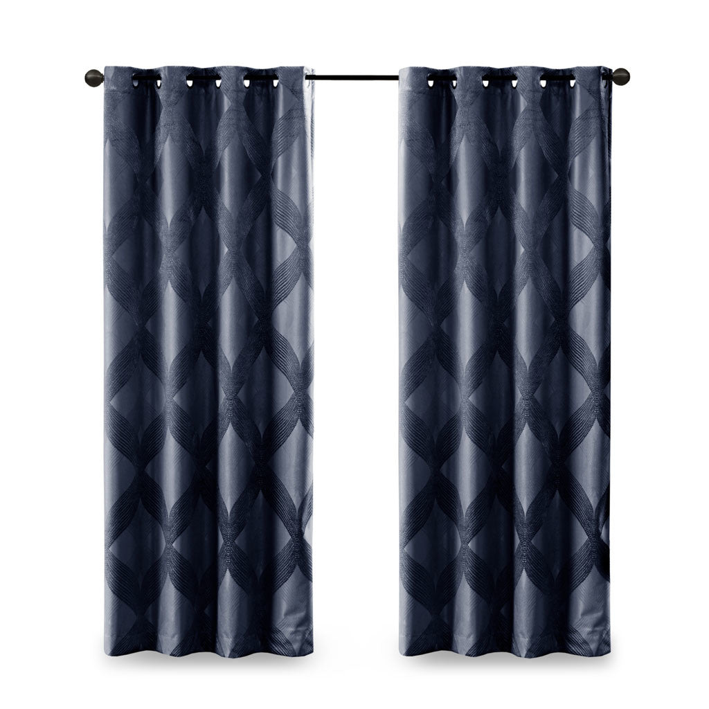 Ogee Knitted Jacquard Total Blackout Curtain Panel