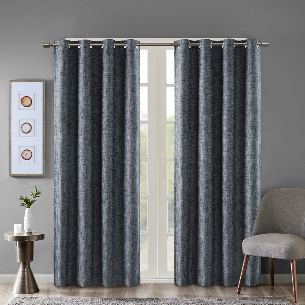 Printed Heathered Blackout Grommet Top Curtain Panel