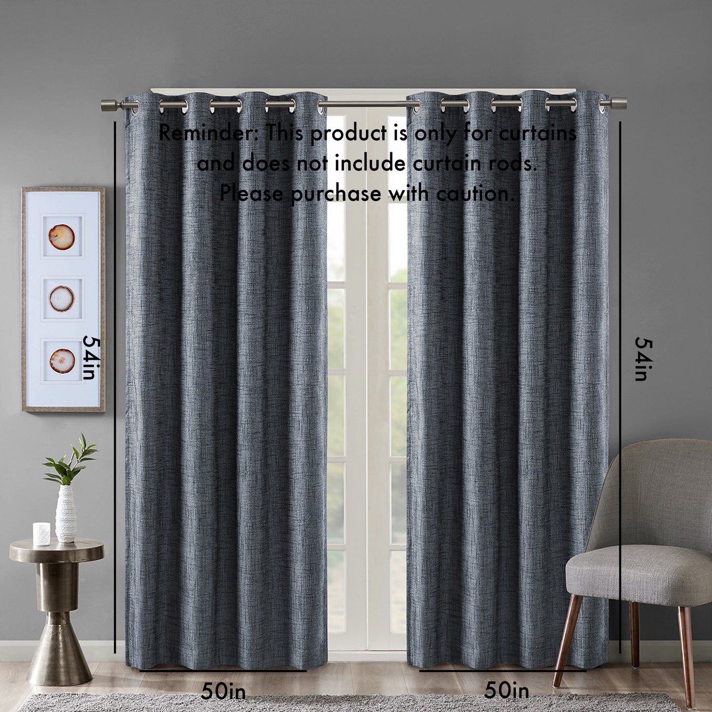 Printed Heathered Blackout Grommet Top Curtain Panel