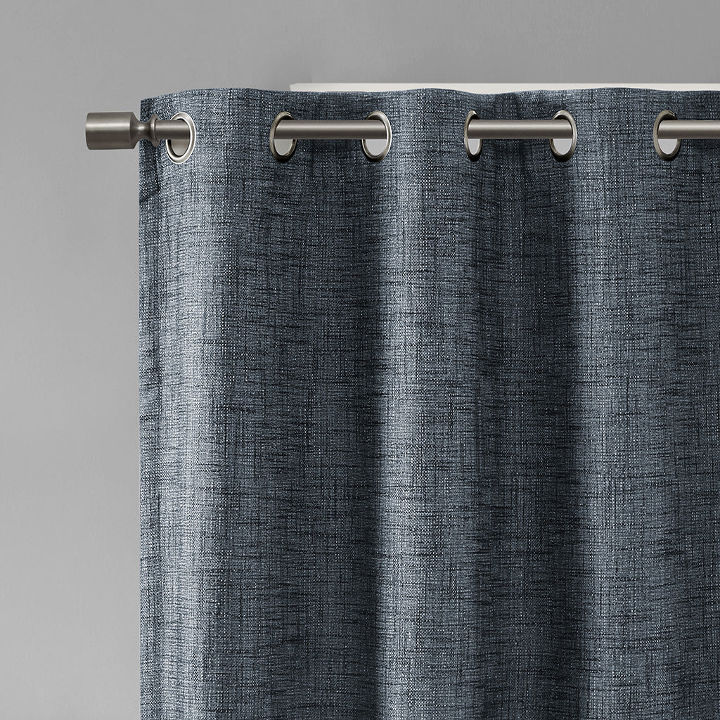 Printed Heathered Blackout Grommet Top Curtain Panel