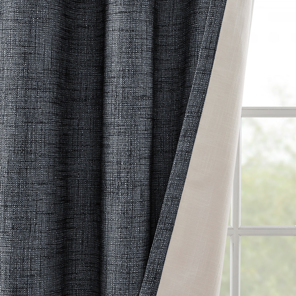 Printed Heathered Blackout Grommet Top Curtain Panel