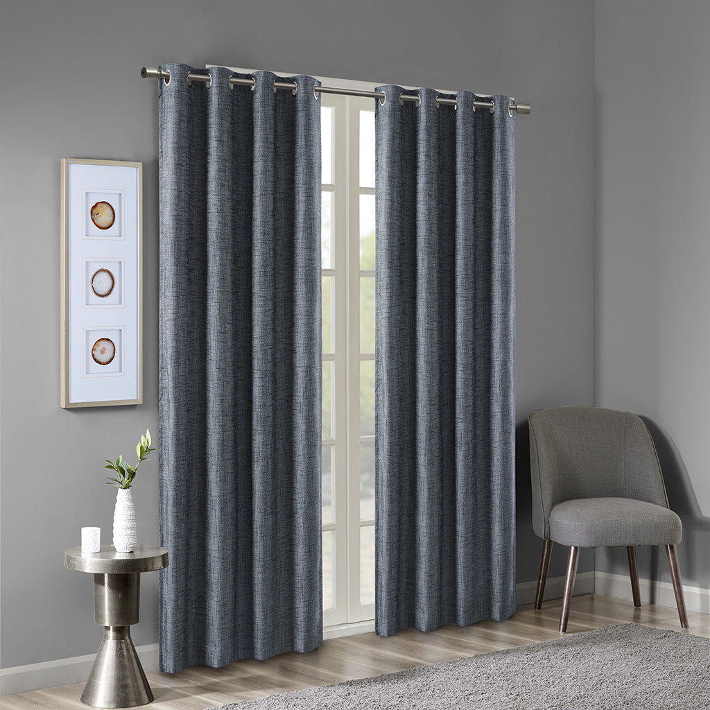 Printed Heathered Blackout Grommet Top Curtain Panel