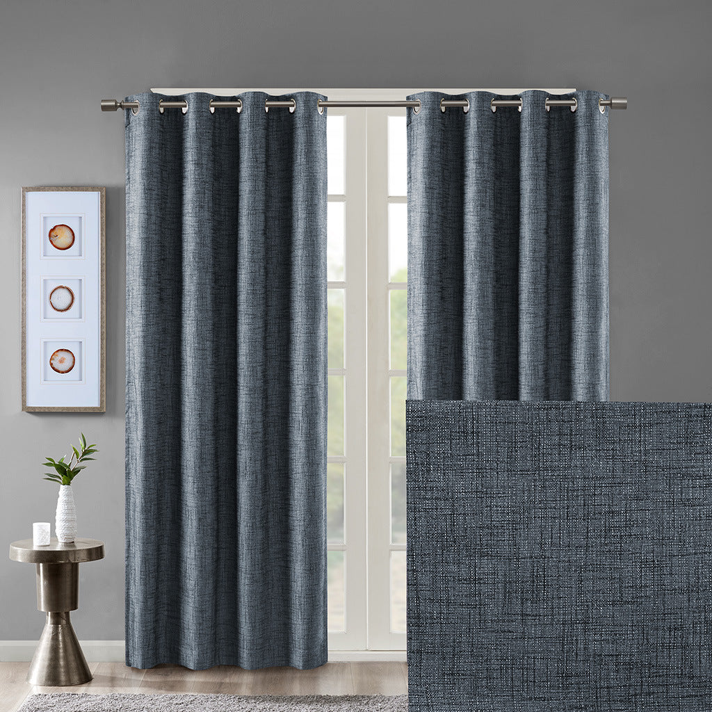 Printed Heathered Blackout Grommet Top Curtain Panel