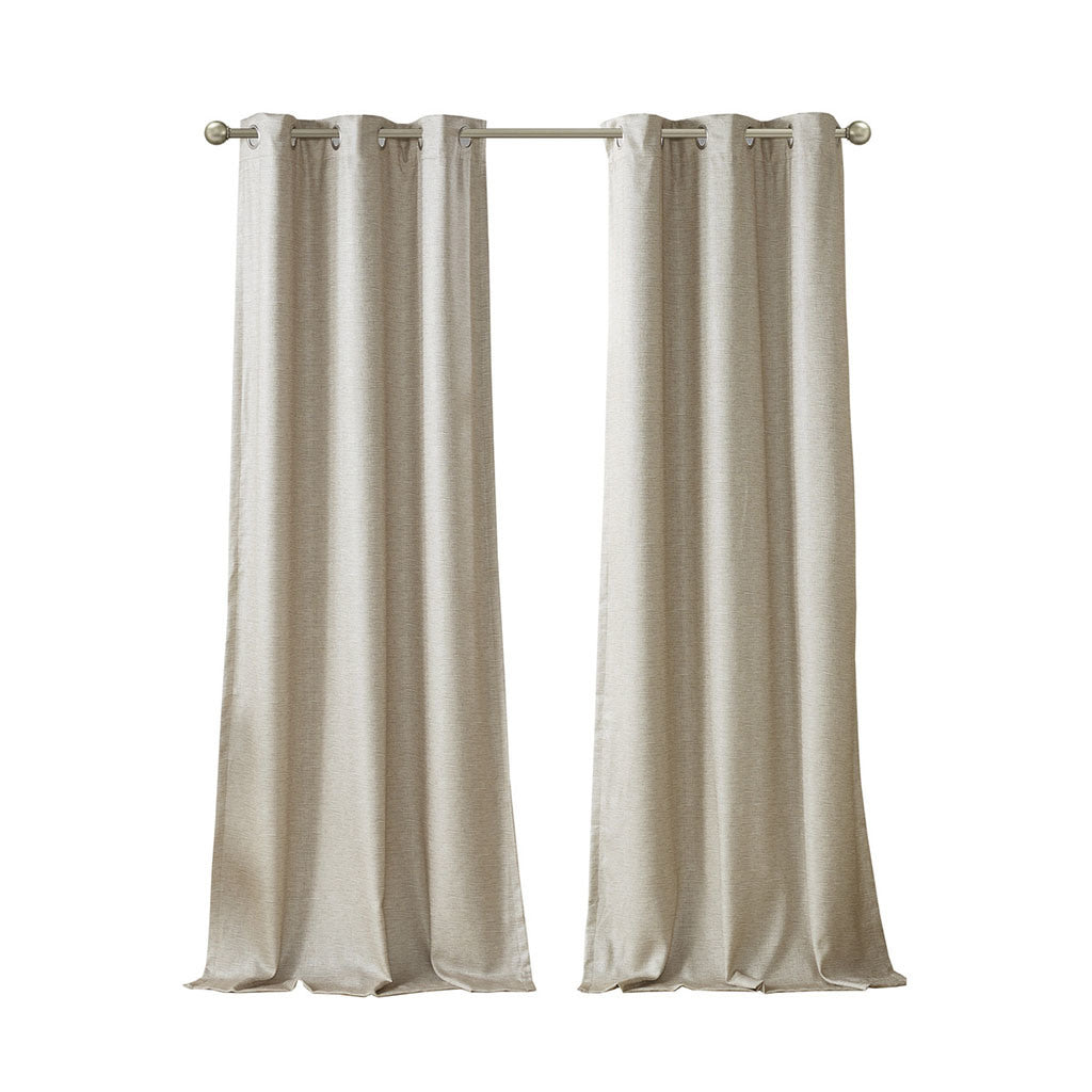 Tonal Printed Faux Silk Total Blackout Curtain Panel Pair