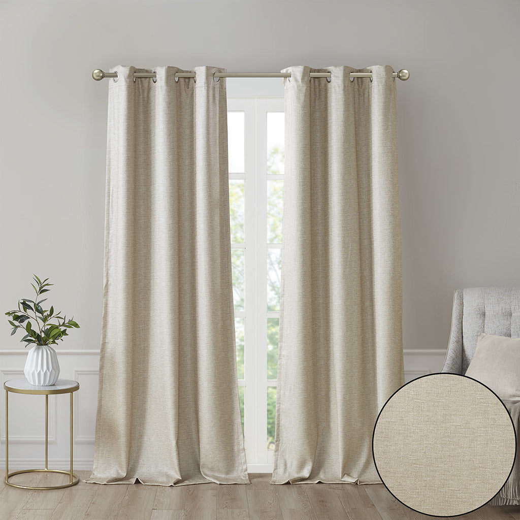 Tonal Printed Faux Silk Total Blackout Curtain Panel Pair