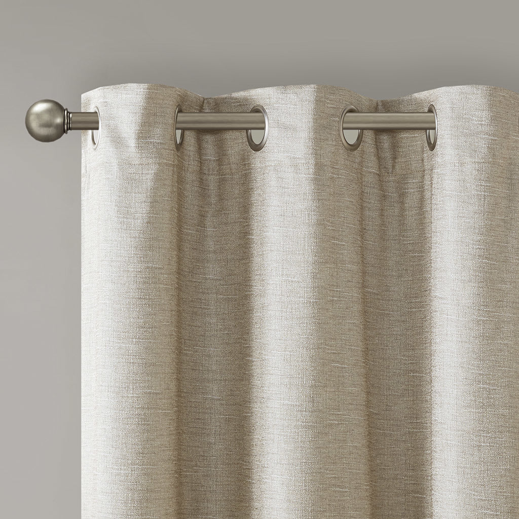 Tonal Printed Faux Silk Total Blackout Curtain Panel Pair