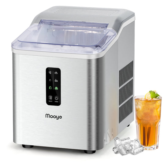 Countertop Ice Maker Machine, 26.5 lbs in 24Hrs, Electric ice Maker and Compact ice Machine with Ice Scoop and Basket, 2 Sizes of Bullet Ice for Home/Kitchen/Office