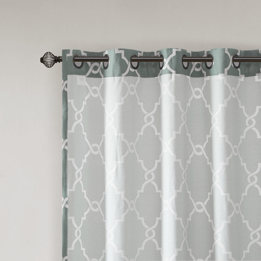 Fretwork Print Grommet Top Window Curtain Panel