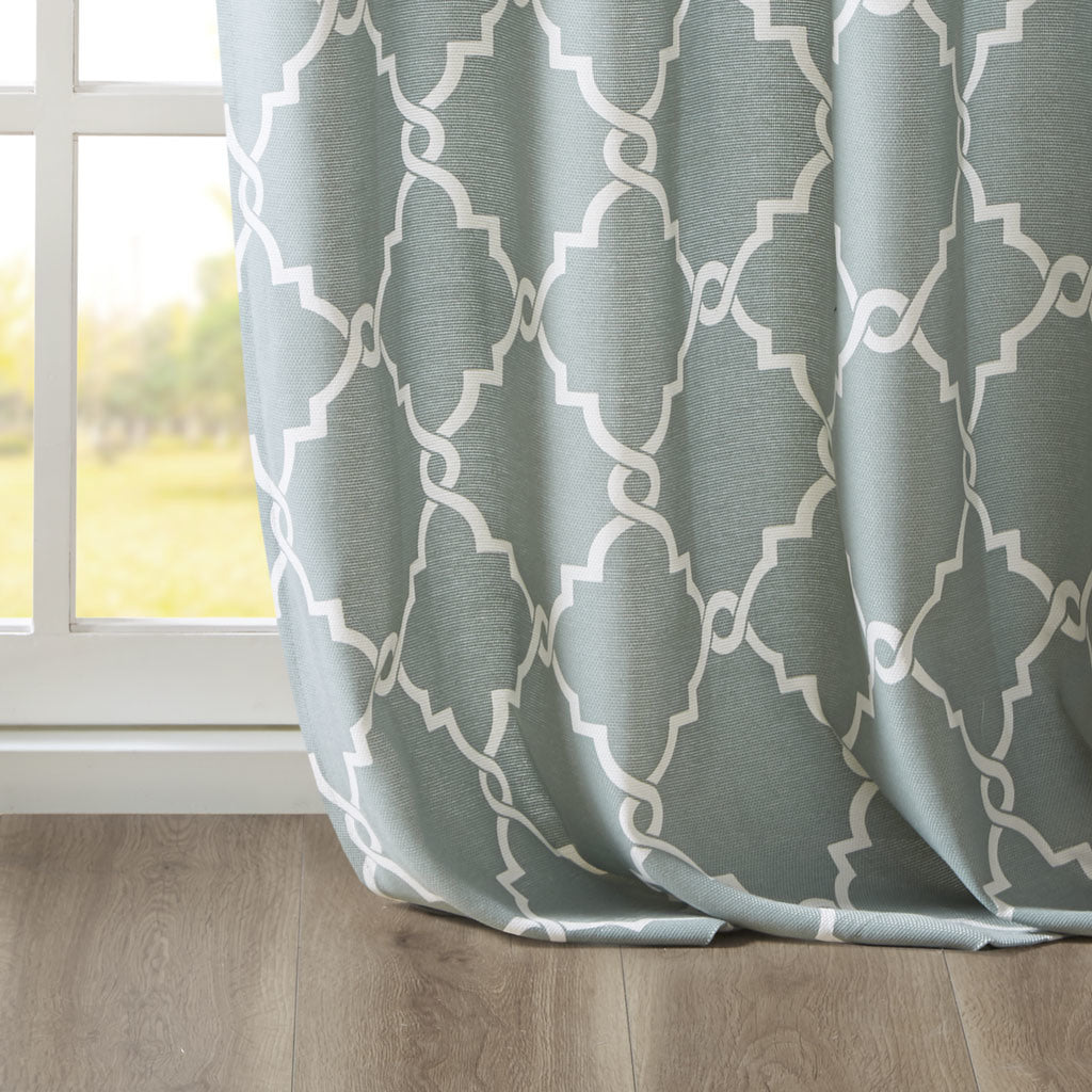 Fretwork Print Grommet Top Window Curtain Panel