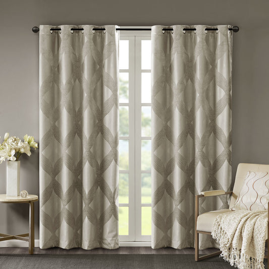 Ogee Knitted Jacquard Total Blackout Curtain Panel